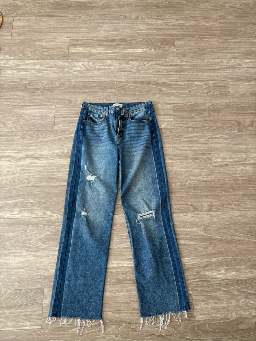 Sneak Peek Two-Tone Blue Straight-Leg Jeans